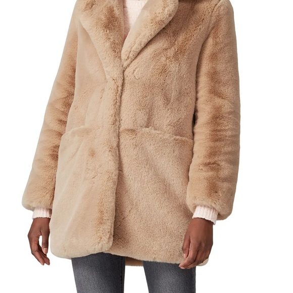 Apparis Plush Faux Fur Coat in Blush - Picture 4 of 5